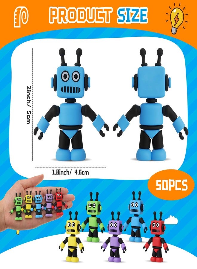 Vertintong 50 Pcs Colorful Mini Robot Figure Toy Tiny Robot Figurine Statue for Kid for Bot Party Favor Christmas Stockings Filler Gift Cake Toppers Miniature Fairy Garden Decor to Hide and Seek - Image 2